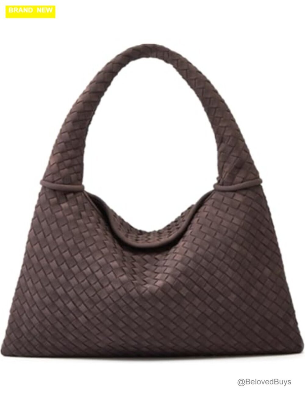 Vintage Faux Suede Woven Hobo Bag Tote Handbag